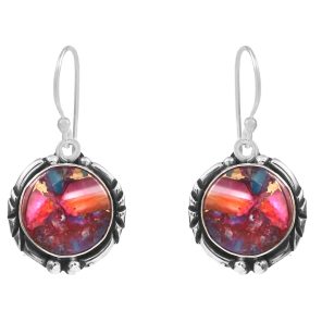 Pink Dahlia Turquoise 1.75â€³ 925 Sterling Silver Earring (REXT62-239)