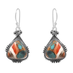 Spiny Oyster Turquoise 1.75â€³ 925 Sterling Silver Earring (REXT62-210)