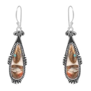 Spiny Oyster Turquoise 1.75â€³ 925 Sterling Silver Earring (REXT62-209)
