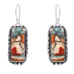 Spiny Oyster Turquoise 1.75â€³ 925 Sterling Silver Earring (REXT62-220)