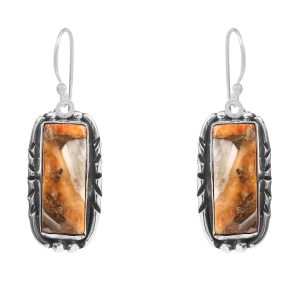 Spiny Oyster Turquoise 1.75â€³ 925 Sterling Silver Earring (REXT62-221)