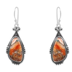 Spiny Oyster Turquoise 1.75â€³ 925 Sterling Silver Earring (REXT62-208)