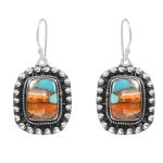 Spiny Oyster Turquoise 1.75â€³ 925 Sterling Silver Earring (REXT62-142)