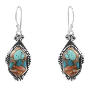 Spiny Oyster Turquoise 1.75â€³ 925 Sterling Silver Earring (REXT62-207)