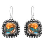 Spiny Oyster Turquoise 1.75″ 925 Sterling Silver Earring (REXT62-143)