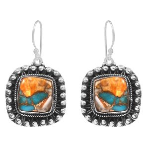 Spiny Oyster Turquoise 1.75â€³ 925 Sterling Silver Earring (REXT62-143)
