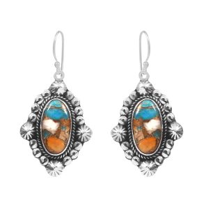 Spiny Oyster Turquoise 1.75â€³ 925 Sterling Silver Earring (REXT62-180)