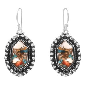 Spiny Oyster Turquoise 1.75â€³ 925 Sterling Silver Earring (REXT62-145)