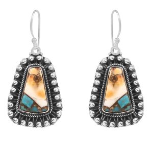 Spiny Oyster Turquoise 1.75â€³ 925 Sterling Silver Earring (REXT62-146)