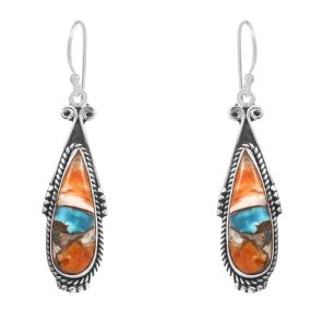 Spiny Oyster Turquoise 1.75â€³ 925 Sterling Silver Earring (REXT62-205)
