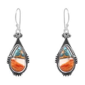 Spiny Oyster Turquoise 1.75â€³ 925 Sterling Silver Earring (REXT62-204)