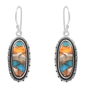 Spiny Oyster Turquoise 1.75â€³ 925 Sterling Silver Earring (REXT62-198)
