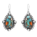 Spiny Oyster Turquoise 1.75â€³ 925 Sterling Silver Earring (REXT62-136)