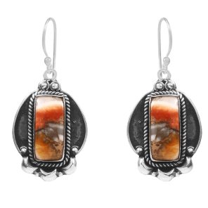 Spiny Oyster Turquoise 1.75â€³ 925 Sterling Silver Earring (REXT62-158)