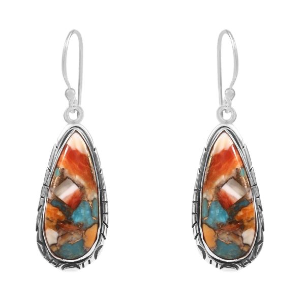 Spiny Oyster Turquoise 1.75â€³ 925 Sterling Silver Earring (REXT62-168)