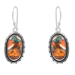 Spiny Oyster Turquoise 1.75â€³ 925 Sterling Silver Earring (REXT62-197)