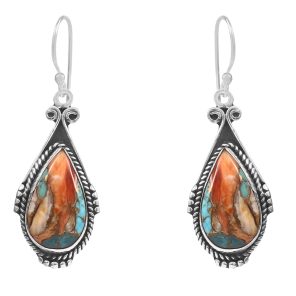 Spiny Oyster Turquoise 1.75â€³ 925 Sterling Silver Earring (REXT62-203)