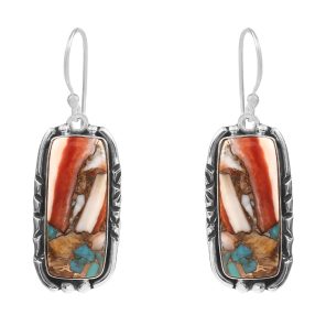 Spiny Oyster Turquoise 1.75â€³ 925 Sterling Silver Earring (REXT62-218)