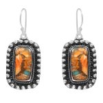 Spiny Oyster Turquoise 1.75â€³ 925 Sterling Silver Earring (REXT62-223)