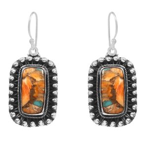Spiny Oyster Turquoise 1.75â€³ 925 Sterling Silver Earring (REXT62-223)
