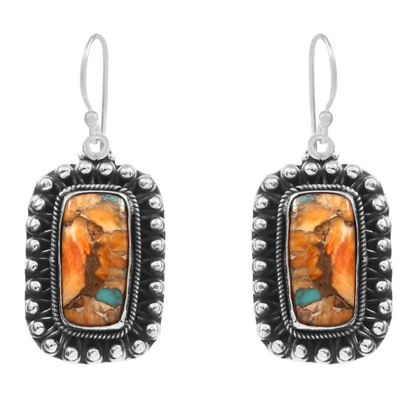 Spiny Oyster Turquoise 1.75â€³ 925 Sterling Silver Earring (REXT62-223)