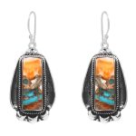 Spiny Oyster Turquoise 1.75â€³ 925 Sterling Silver Earring (REXT62-159)