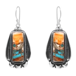 Spiny Oyster Turquoise 1.75â€³ 925 Sterling Silver Earring (REXT62-159)