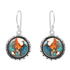 Spiny Oyster Turquoise 1.75â€³ 925 Sterling Silver Earring (REXT62-191)