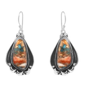 Spiny Oyster Turquoise 1.75â€³ 925 Sterling Silver Earring (REXT62-162)