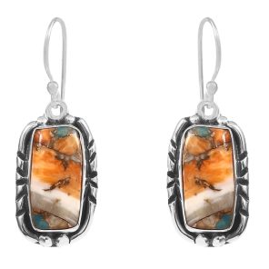 Spiny Oyster Turquoise 1.75â€³ 925 Sterling Silver Earring (REXT62-216)