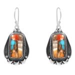 Spiny Oyster Turquoise 1.75â€³ 925 Sterling Silver Earring (REXT62-163)