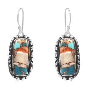 Spiny Oyster Turquoise 1.75â€³ 925 Sterling Silver Earring (REXT62-215)