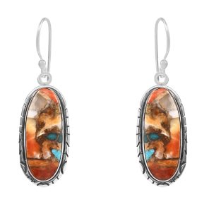 Spiny Oyster Turquoise 1.75â€³ 925 Sterling Silver Earring (REXT62-175)