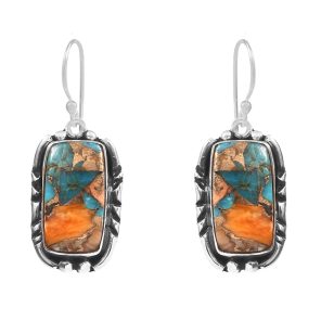 Spiny Oyster Turquoise 1.75â€³ 925 Sterling Silver Earring (REXT62-214)