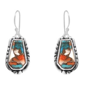 Spiny Oyster Turquoise 1.75â€³ 925 Sterling Silver Earring (REXT62-213)