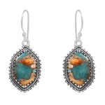 Spiny Oyster Turquoise 1.75â€³ 925 Sterling Silver Earring (REXT62-222)