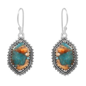 Spiny Oyster Turquoise 1.75â€³ 925 Sterling Silver Earring (REXT62-222)