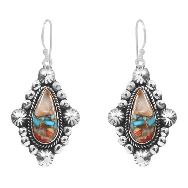 Spiny Oyster Turquoise 1.75â€³ 925 Sterling Silver Earring (REXT62-184)