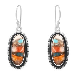 Spiny Oyster Turquoise 1.75â€³ 925 Sterling Silver Earring (REXT62-196)