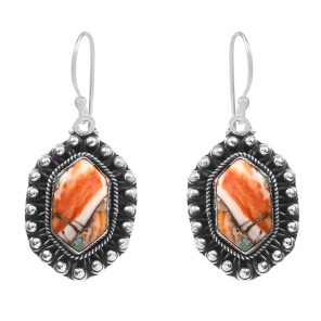 Spiny Oyster Turquoise 1.75â€³ 925 Sterling Silver Earring (REXT62-151)