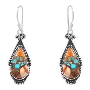 Spiny Oyster Turquoise 1.75â€³ 925 Sterling Silver Earring (REXT62-201)