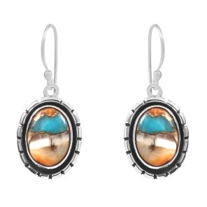 Spiny Oyster Turquoise 1.75â€³ 925 Sterling Silver Earring (REXT62-195)