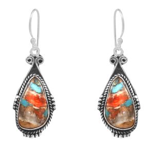 Spiny Oyster Turquoise 1.75â€³ 925 Sterling Silver Earring (REXT62-200)