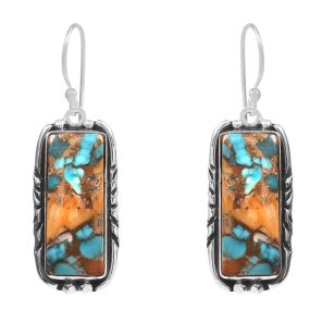 Spiny Oyster Turquoise 1.75â€³ 925 Sterling Silver Earring (REXT62-212)