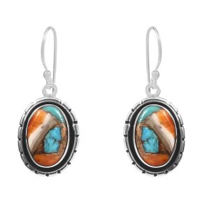 Spiny Oyster Turquoise 1.75â€³ 925 Sterling Silver Earring (REXT62-194)
