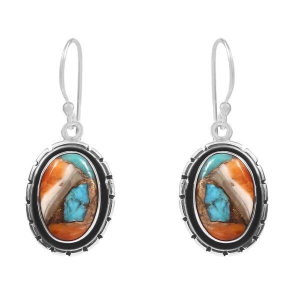Spiny Oyster Turquoise 1.75â€³ 925 Sterling Silver Earring (REXT62-194)