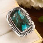 Malachite Chrysocolla Size US 10 925 Sterling Silver Ring (REXT92-40)
