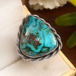 Malachite Chrysocolla Size US 10 925 Sterling Silver Ring (REXT92-7)