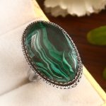 Malachite Chrysocolla Size US 11 925 Sterling Silver Ring (REXT92-22)