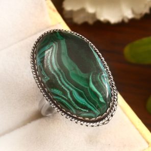 Malachite Chrysocolla Size US 11 925 Sterling Silver Ring (REXT92-22)